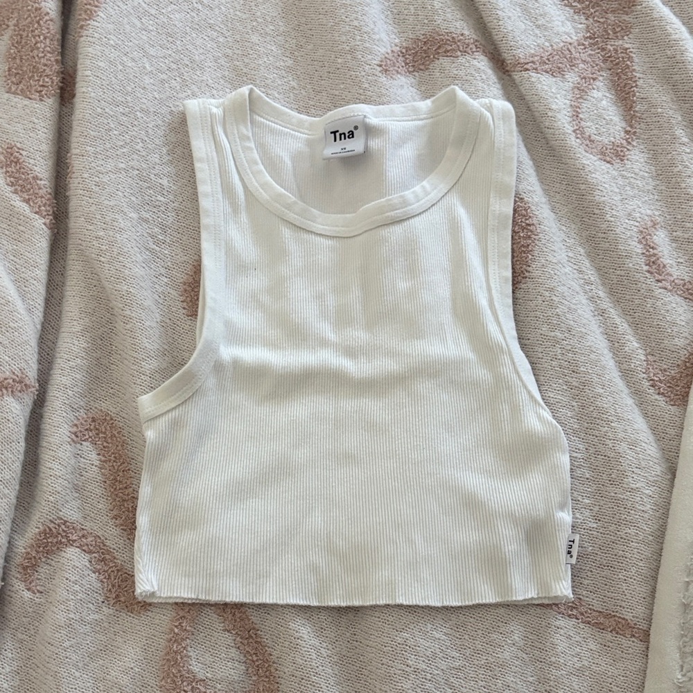 TNA Ivory Ribbed Sleeveless Top